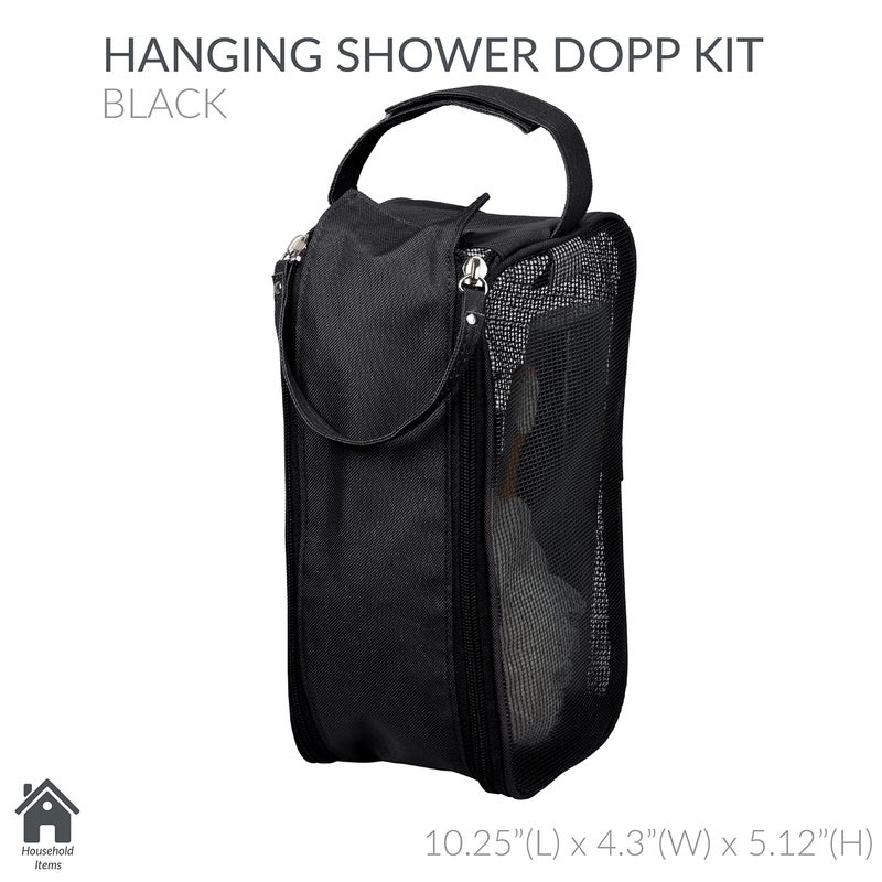 Simplify Hanging Mesh Toiletry Bag | Travel Organizer | Perfect for Dorm | Gym | Back to School | Shampoo | Shower Accessories | Black - Image 2